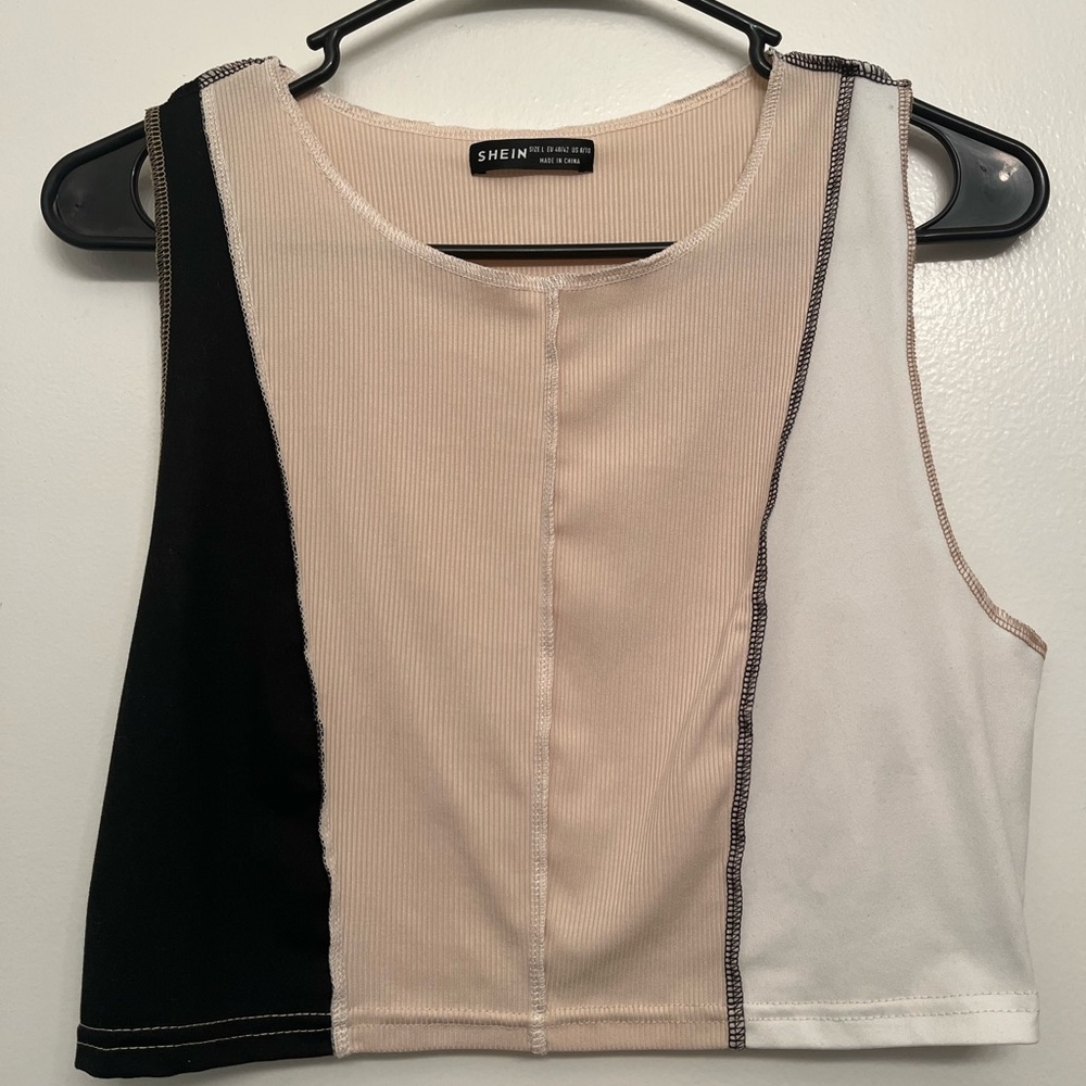 Multi Tone Ribbed Cropped Tank